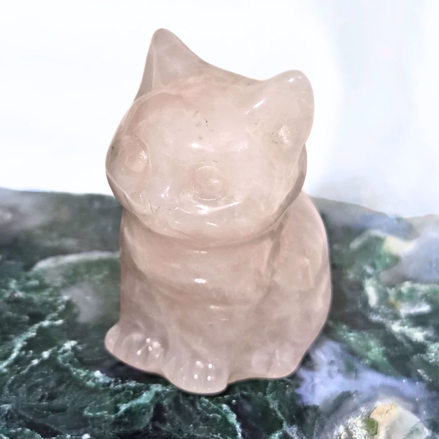 Rose Quartz Cat Carving