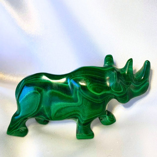 Malachite Rhinoceros Carving