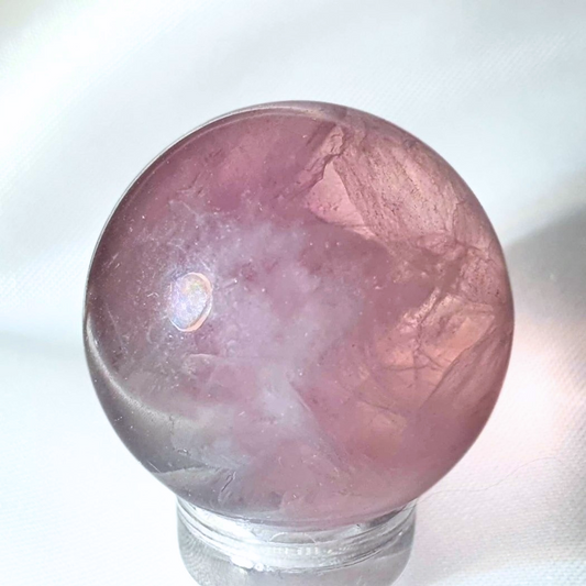 Small Feather Fluorite Sphere with Rainbows  - includes sphere stand