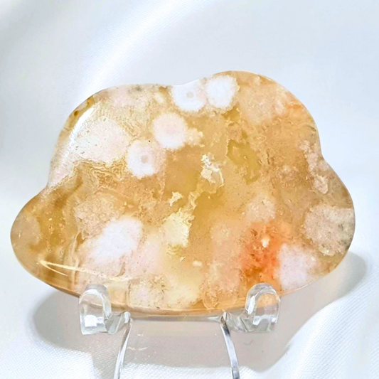 Flower Agate Crystal Cloud Carving - Includes holder