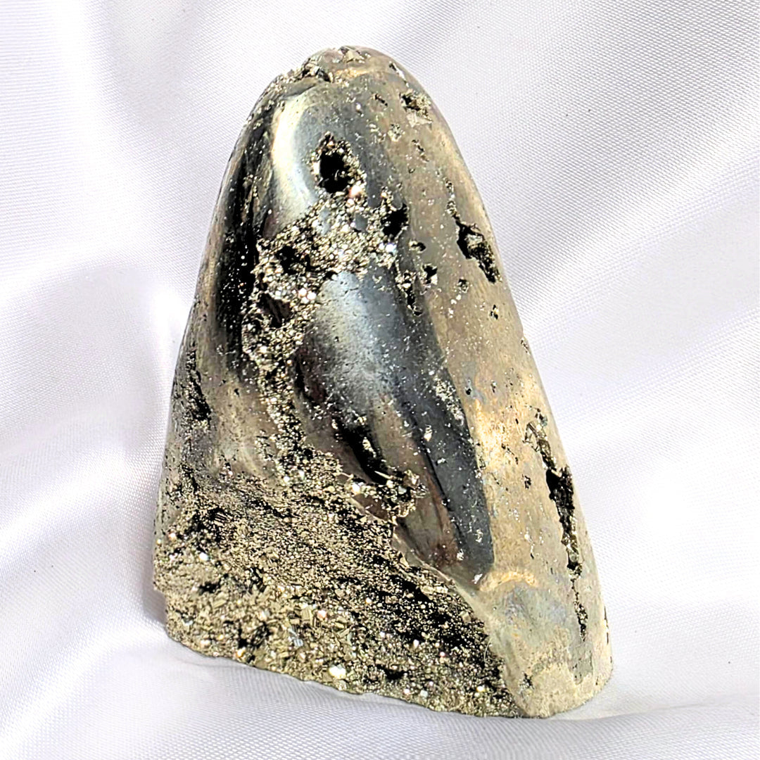 Rare Pyrite Freeform with Inner Cubic Form & High Metallic Luster