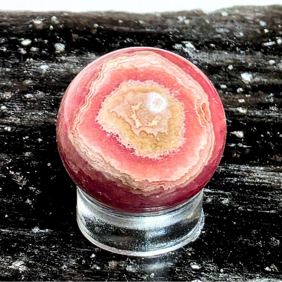 Gemmy Rhodochrosite & Pyrite Sphere - 22mm, Argentina