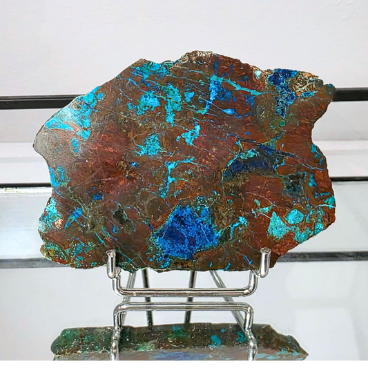 Rare Shattuckite Crystal Slab - with stand