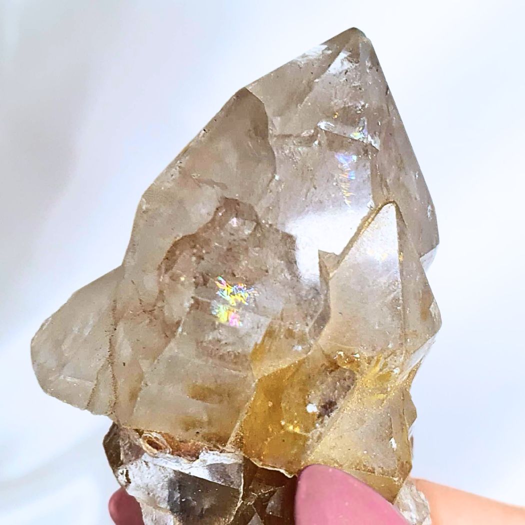 Natural Smoky Citrine Cluster with Rainbows & Phantoms