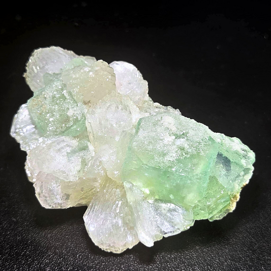 High Grade Sugar Green Apophyllite & Stilbite Cluster with Rainbows - 7.8cm