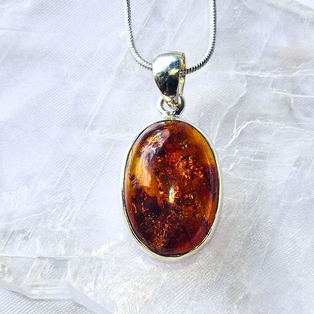 Genuine Baltic Amber 925 Sterling Silver Necklace