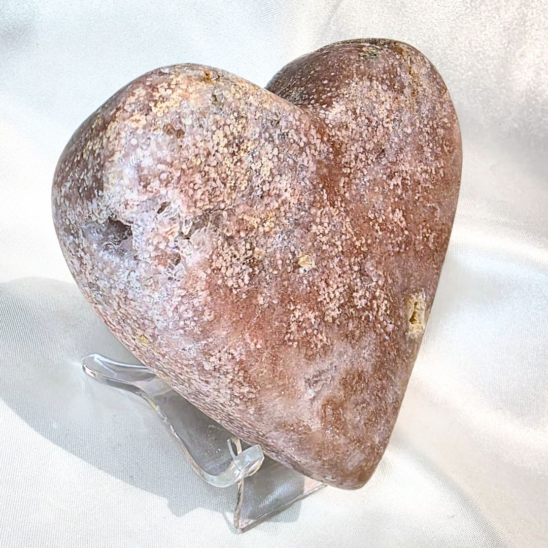 Pink Amethyst Druzy Heart with Stand - 317g - Madagascar