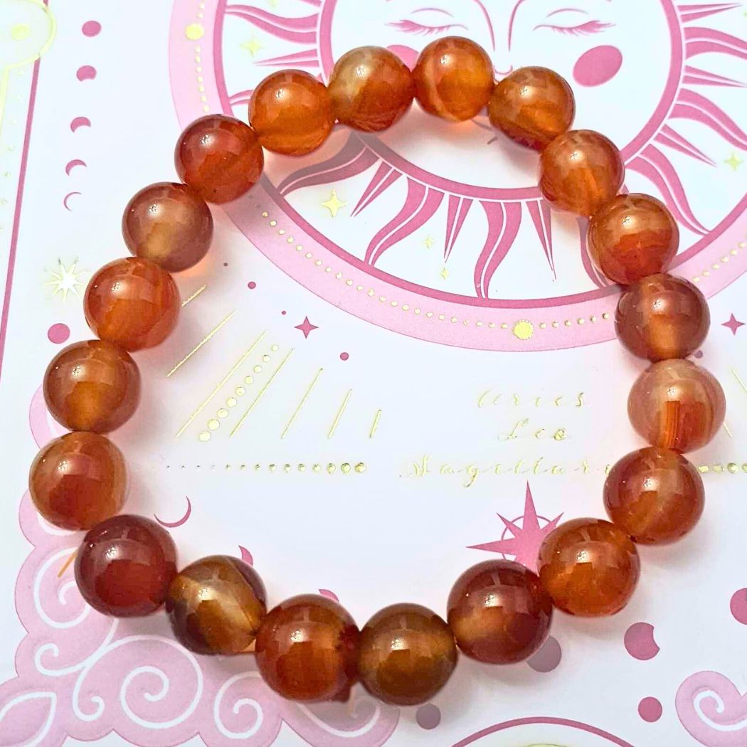 High Grade Carnelian Crystal 9mm Bead Bracelet