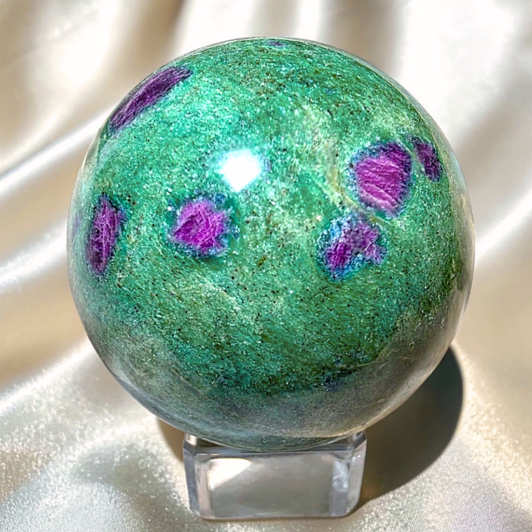 Rare UV Reactive Ruby in Fuchsite Sphere - 169g