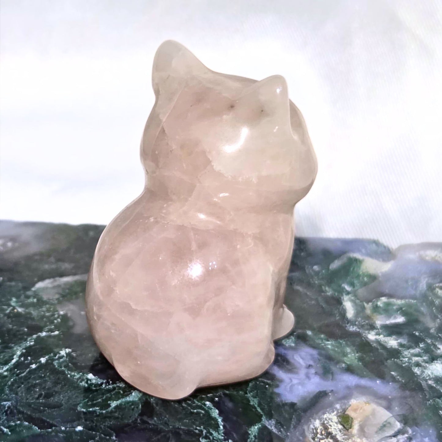 Rose Quartz Cat Carving