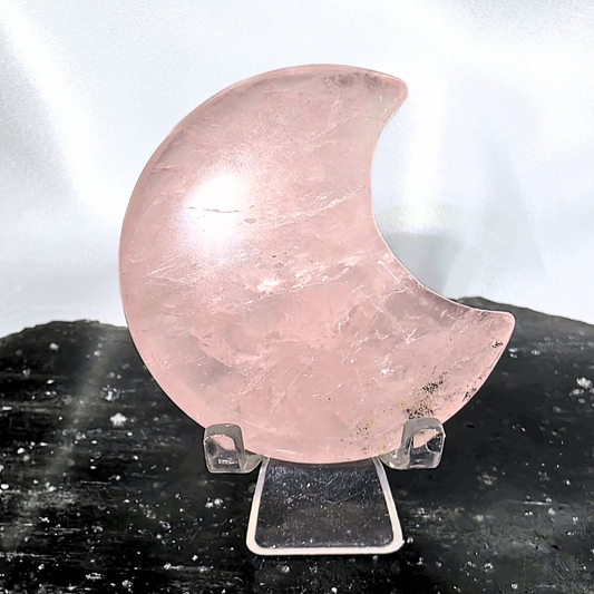 Gemmy Rose Quartz Moon - includes stand