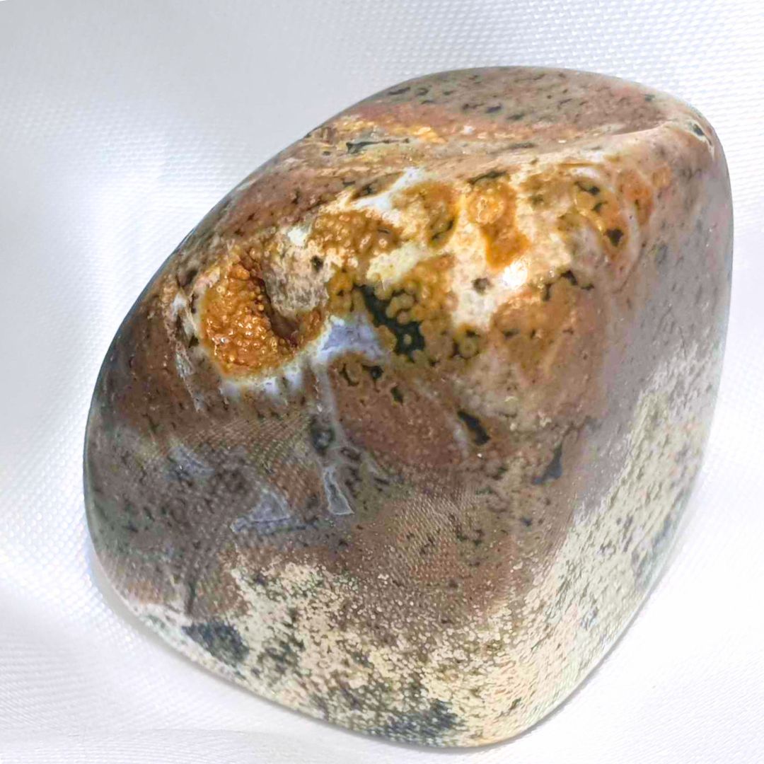 Ocean Jasper with Blue Chalcedony Veining Pebble Free Form