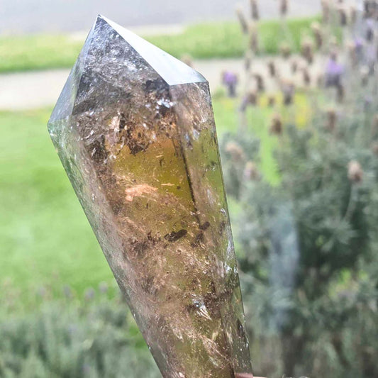 Smoky Quartz Wand with Rainbows - 10.5cm