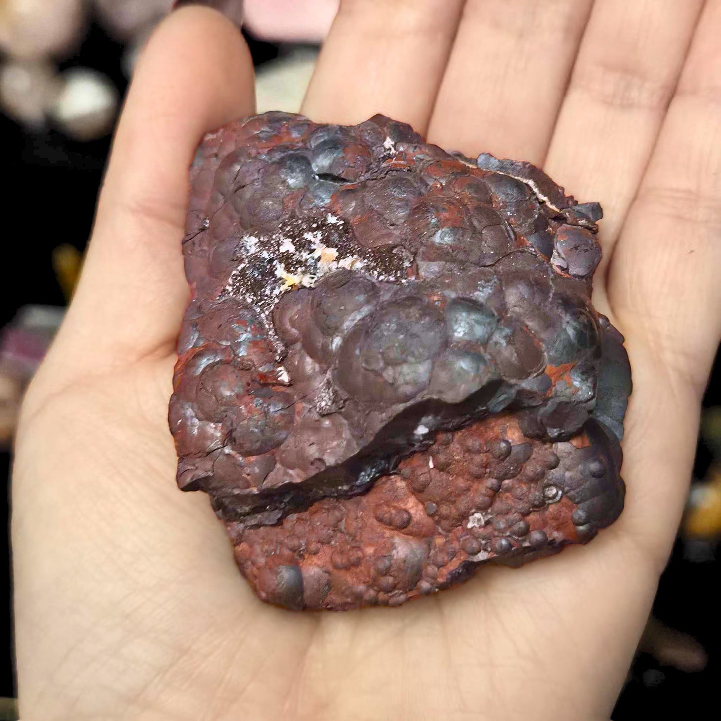 Botryoidal Hematite with Red Druzy Quartz Cluster - Morocco