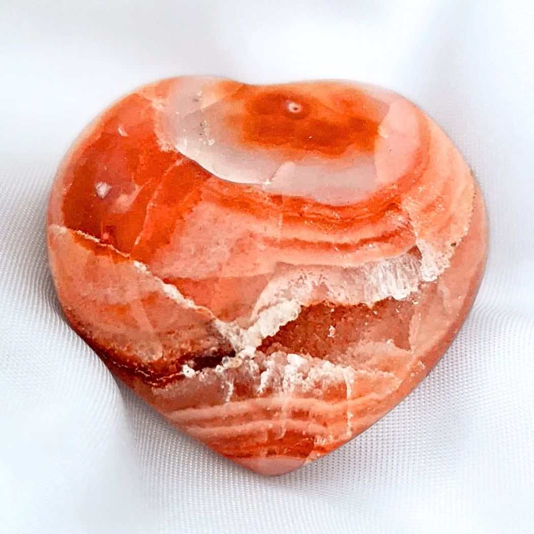 Druzy Carnelian & Quartz Heart Carving