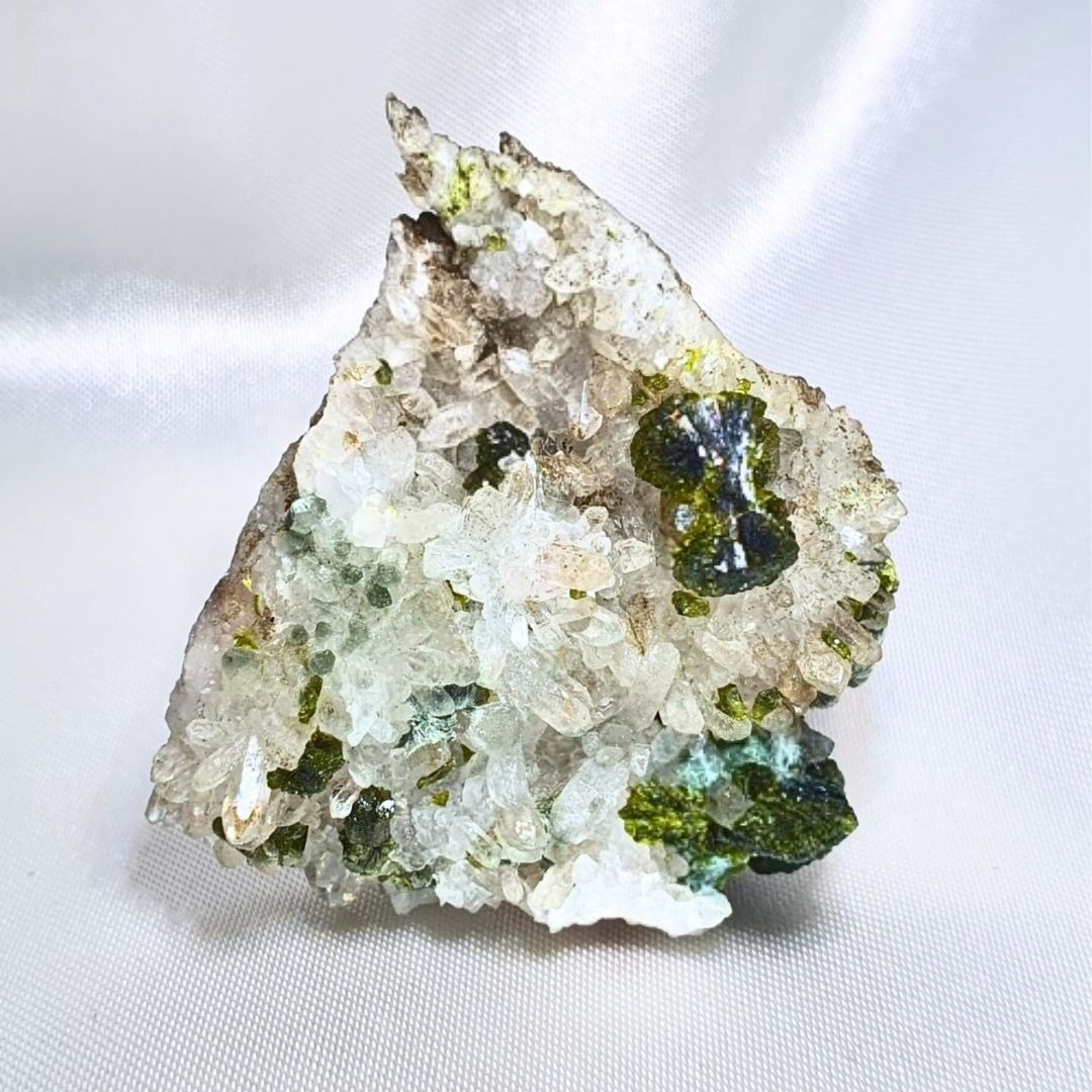 Gemmy High Grade Epidote Crystal on Clear Quartz