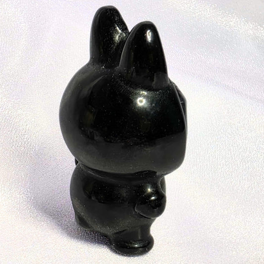 Medium Obsidian Labubu Creature Carving