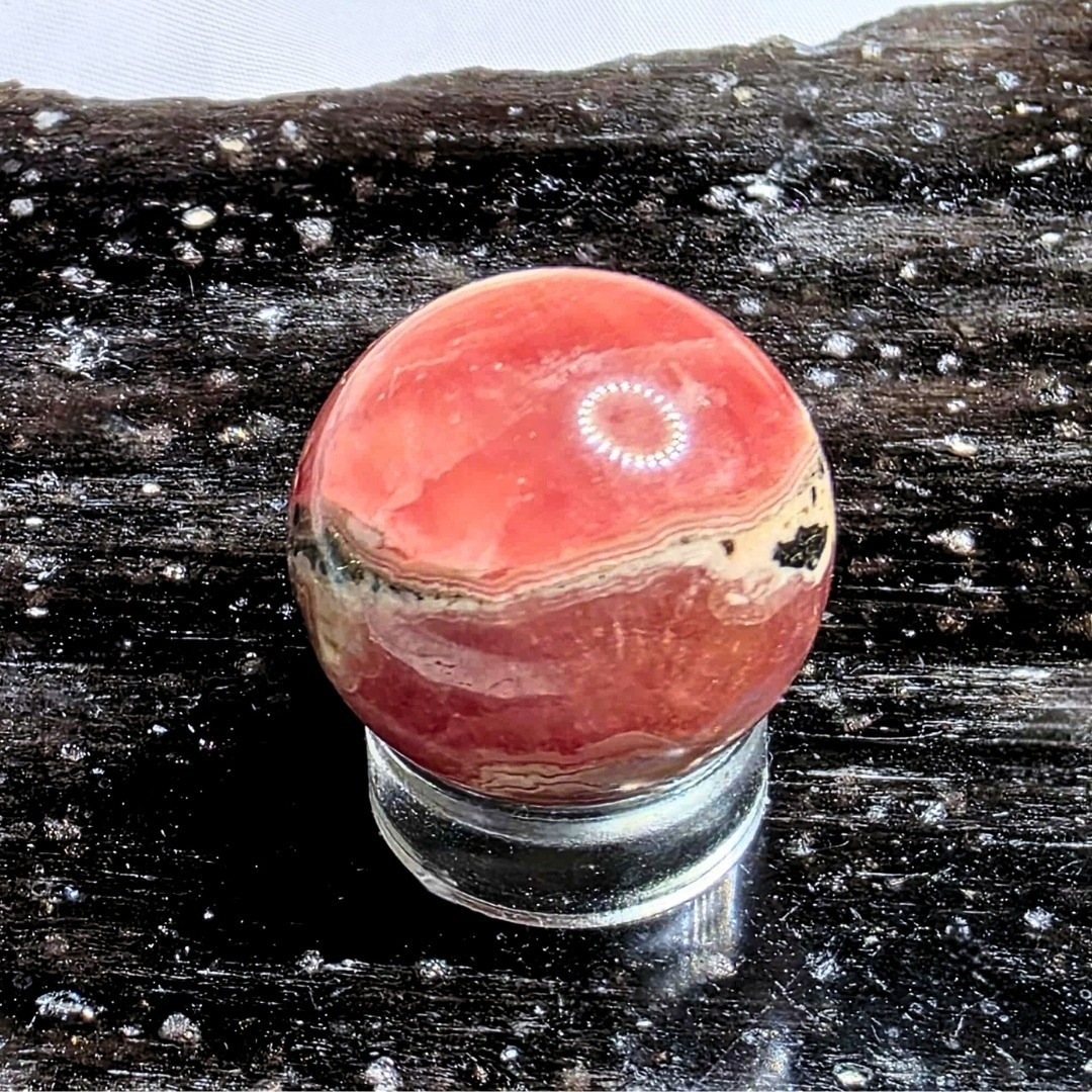 Gemmy Rhodochrosite & Pyrite Sphere - 22mm, Argentina