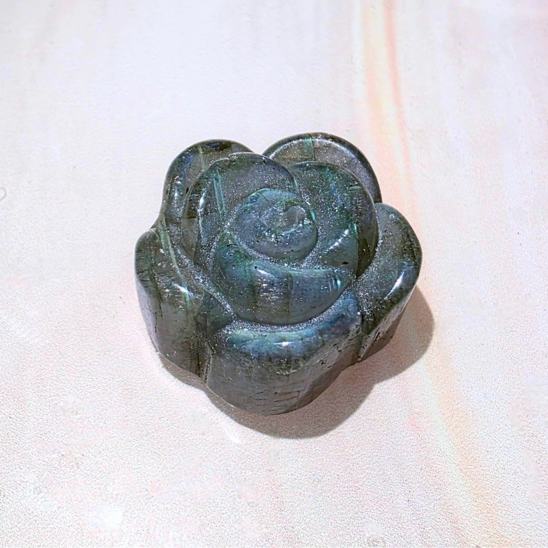 High Grade Labradorite Rose Carving