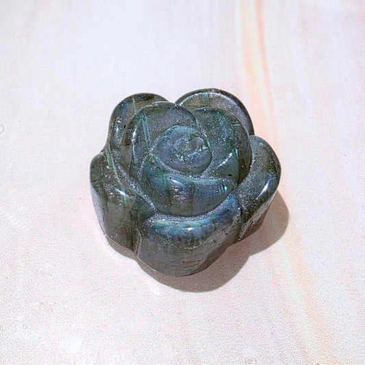 High Grade Labradorite Rose Carving
