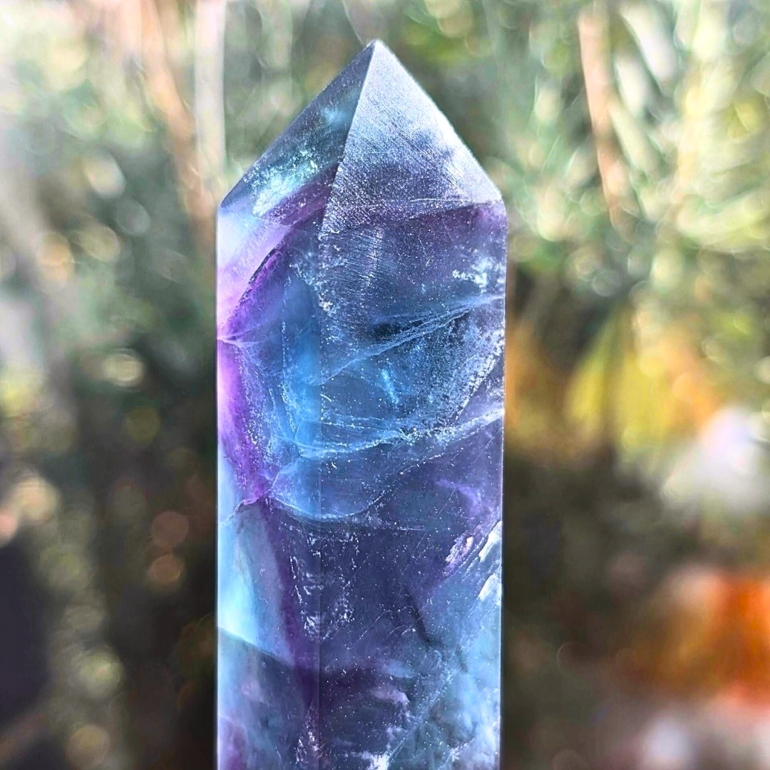 Rainbow Fluorite Crystal Tower with Phantoms