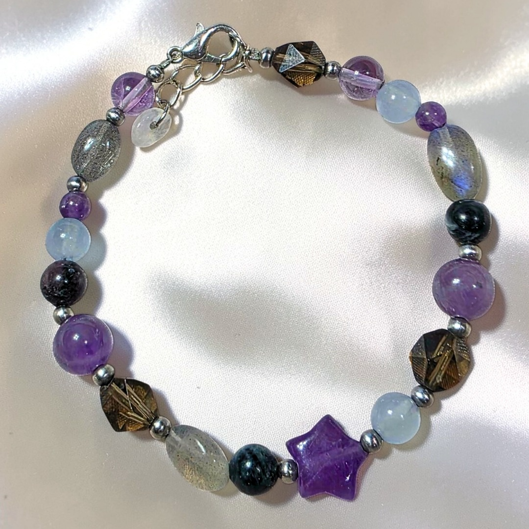 Amethyst, Aquamarine, Labradorite & Tourmaline bracelet