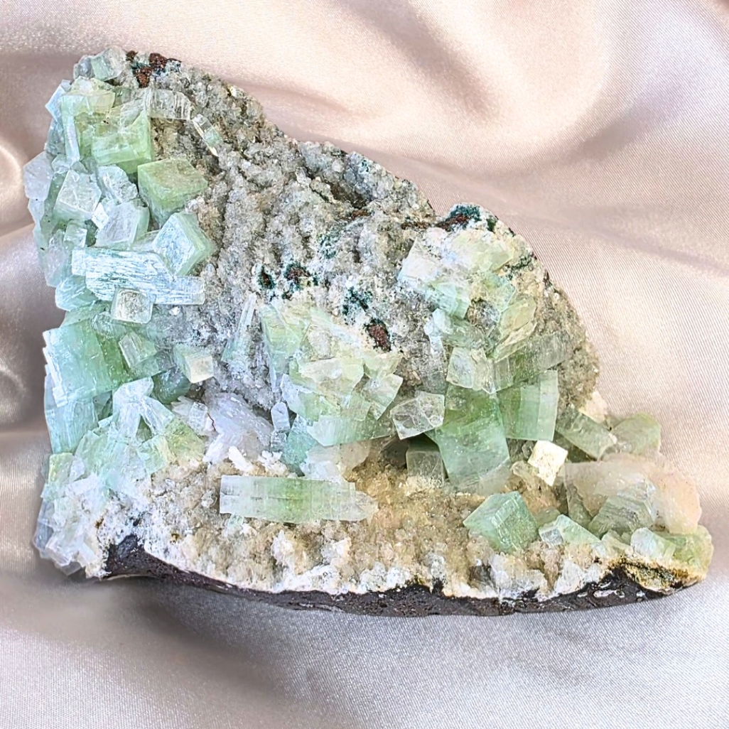 High Grade Rare Green Apophyllite on Chalcedony Display Cluster - 630g