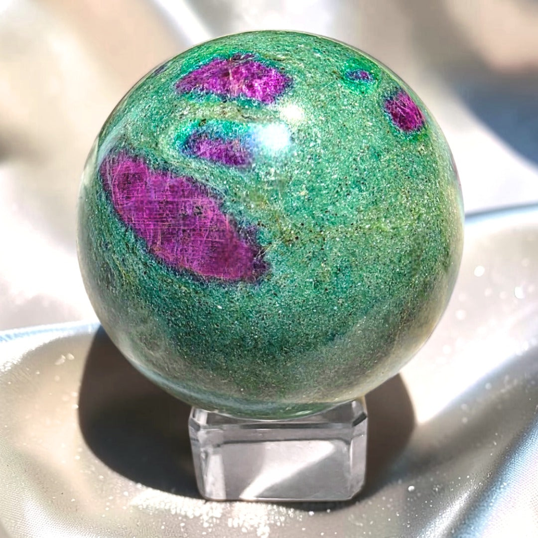 Rare UV Reactive Ruby in Fuchsite Sphere - 169g