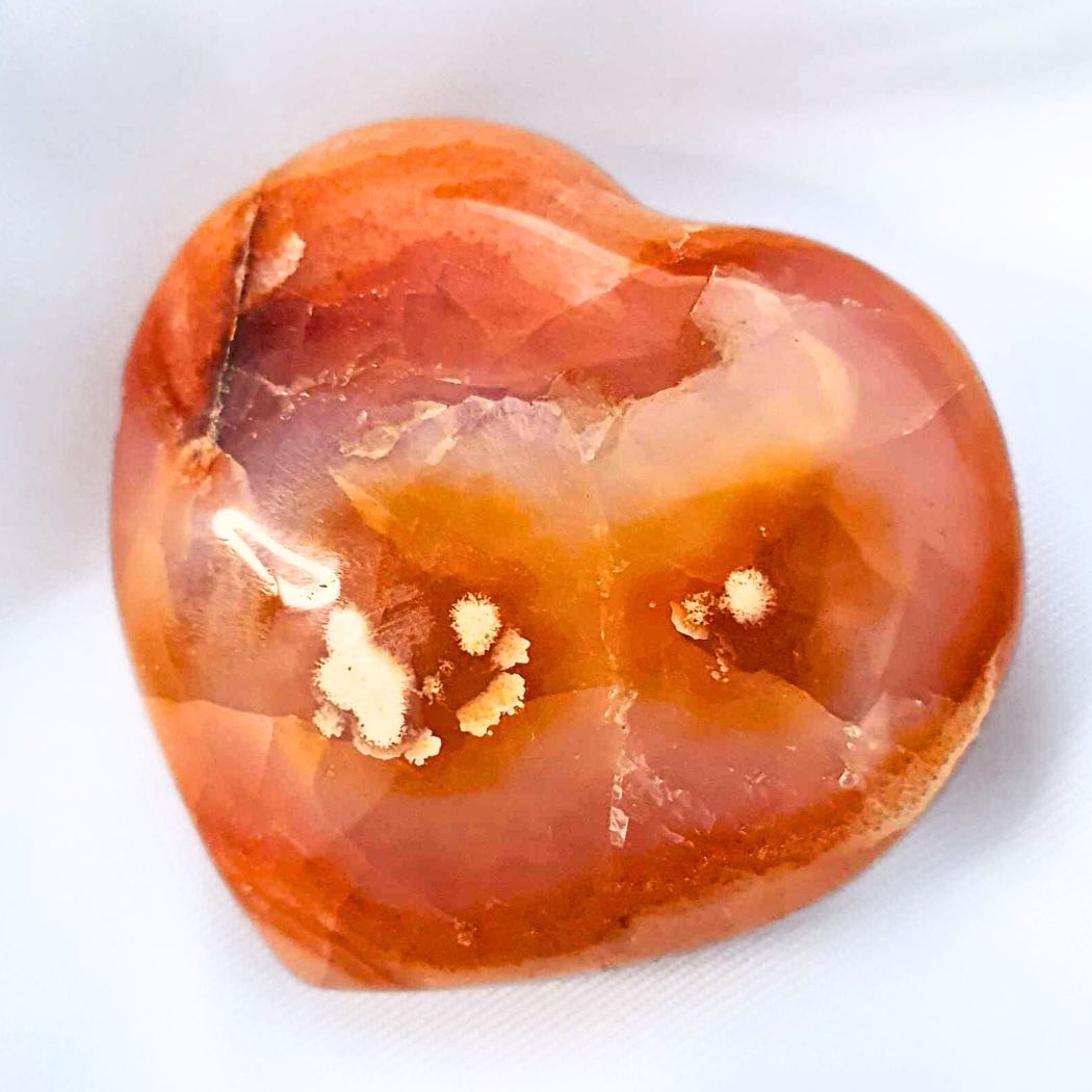 Druzy Carnelian & Quartz Heart Carving