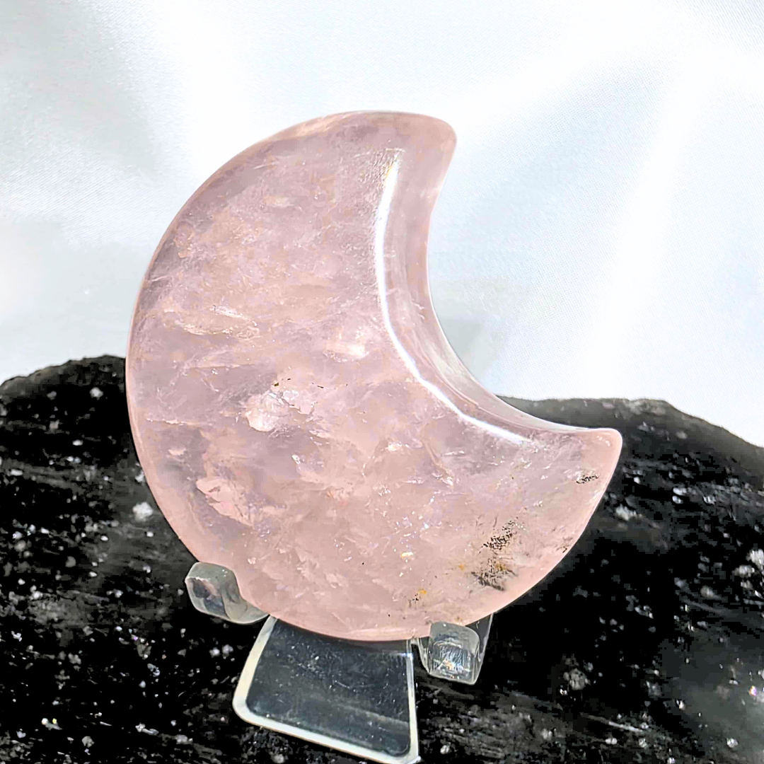 Gemmy Rose Quartz Moon - includes stand