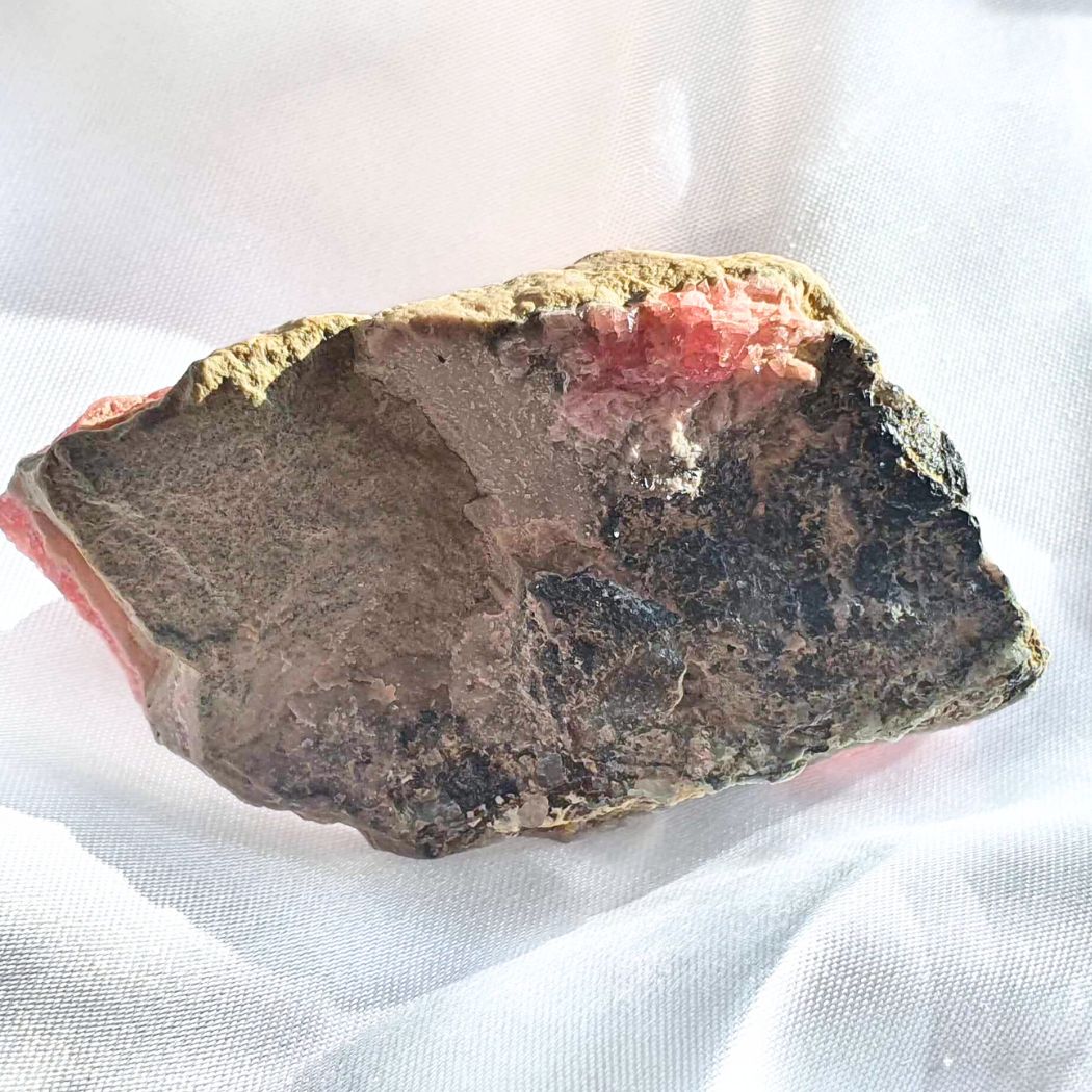 Rare Gemmy Rhodochrosite and Pyrite Semi-Polished Piece