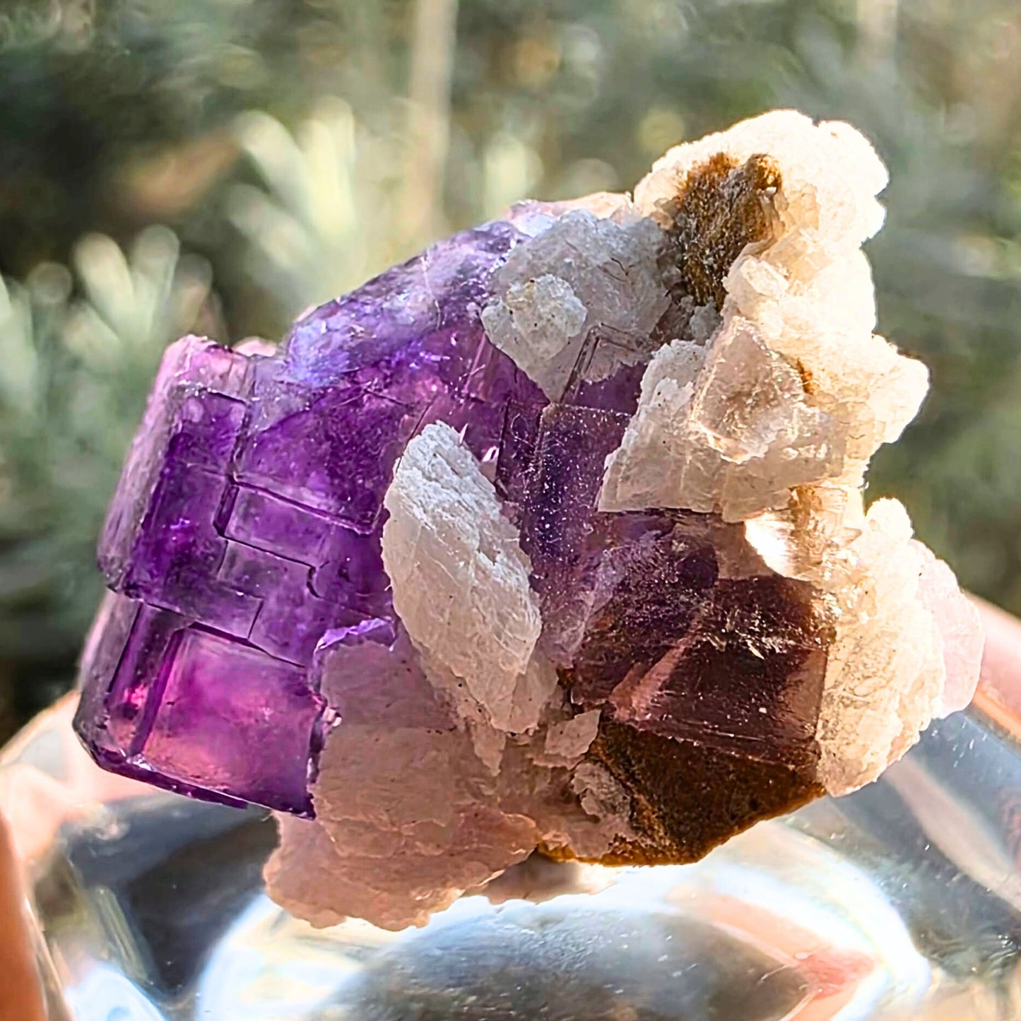 Stepped Cubic Fluorite with Calcite Crystal Specimen – Xinjiang, China