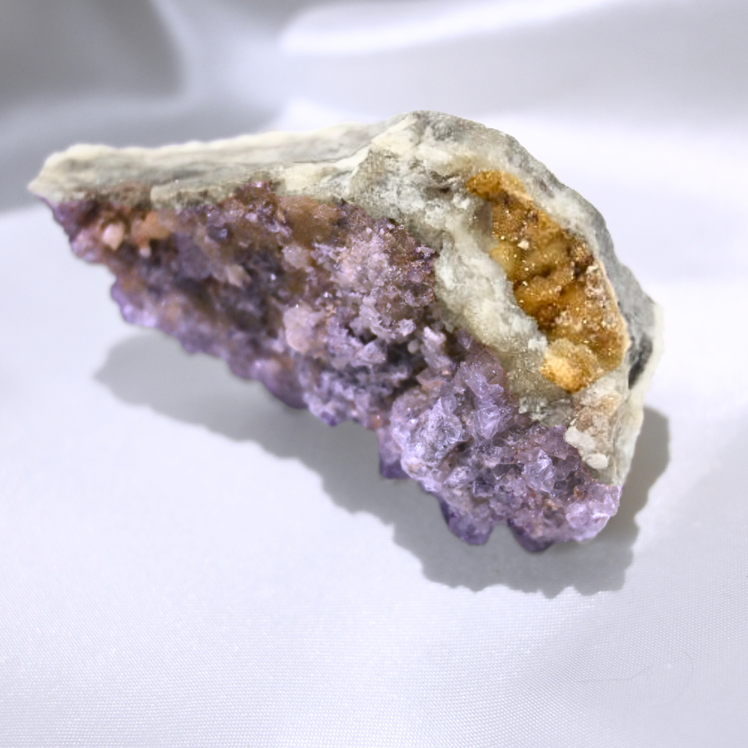 Botryoidal Purple Fluorite with Sugar Druzy Quartz Cluster