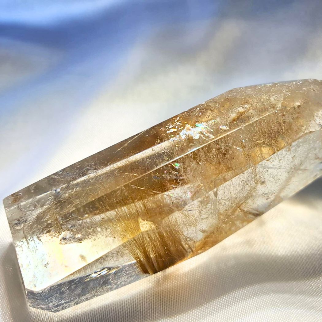 Extra Grade Golden Rutilated Quartz Free Form with Rainbows