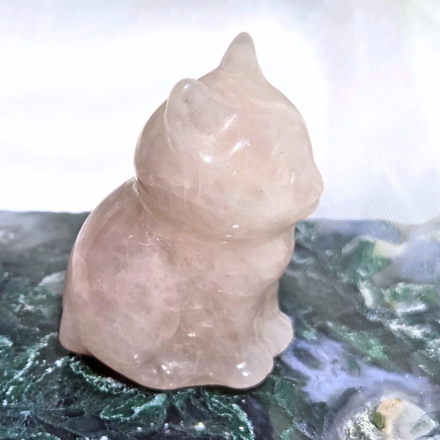 Rose Quartz Cat Carving