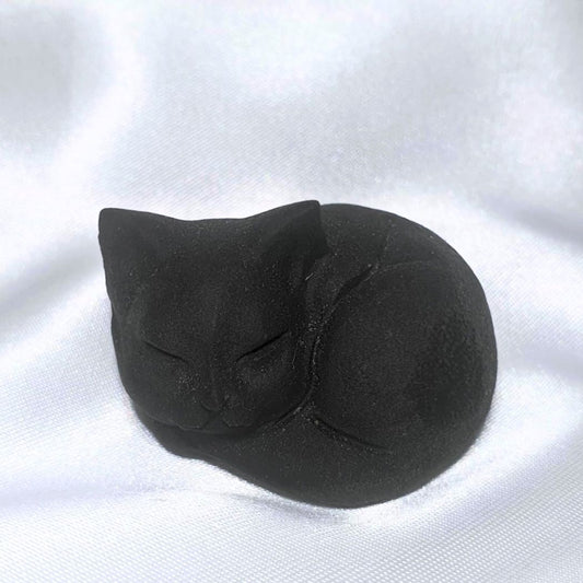 Black Obsidian Crystal Sleeping Cat Carving