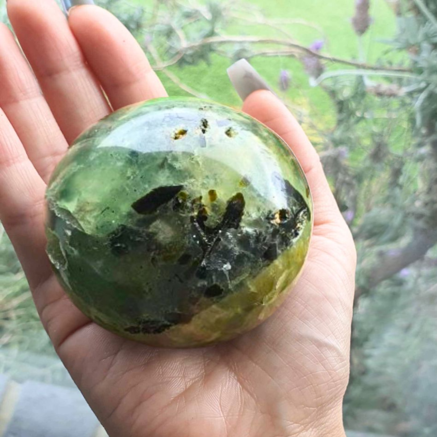 Large Prehnite & Epidote Sphere - 325g