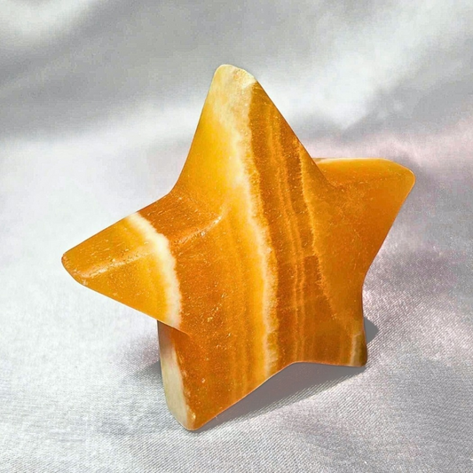 Orange Sherbet Calcite Star Carving