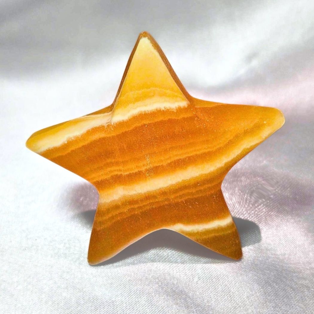 Orange Sherbet Calcite Star Carving