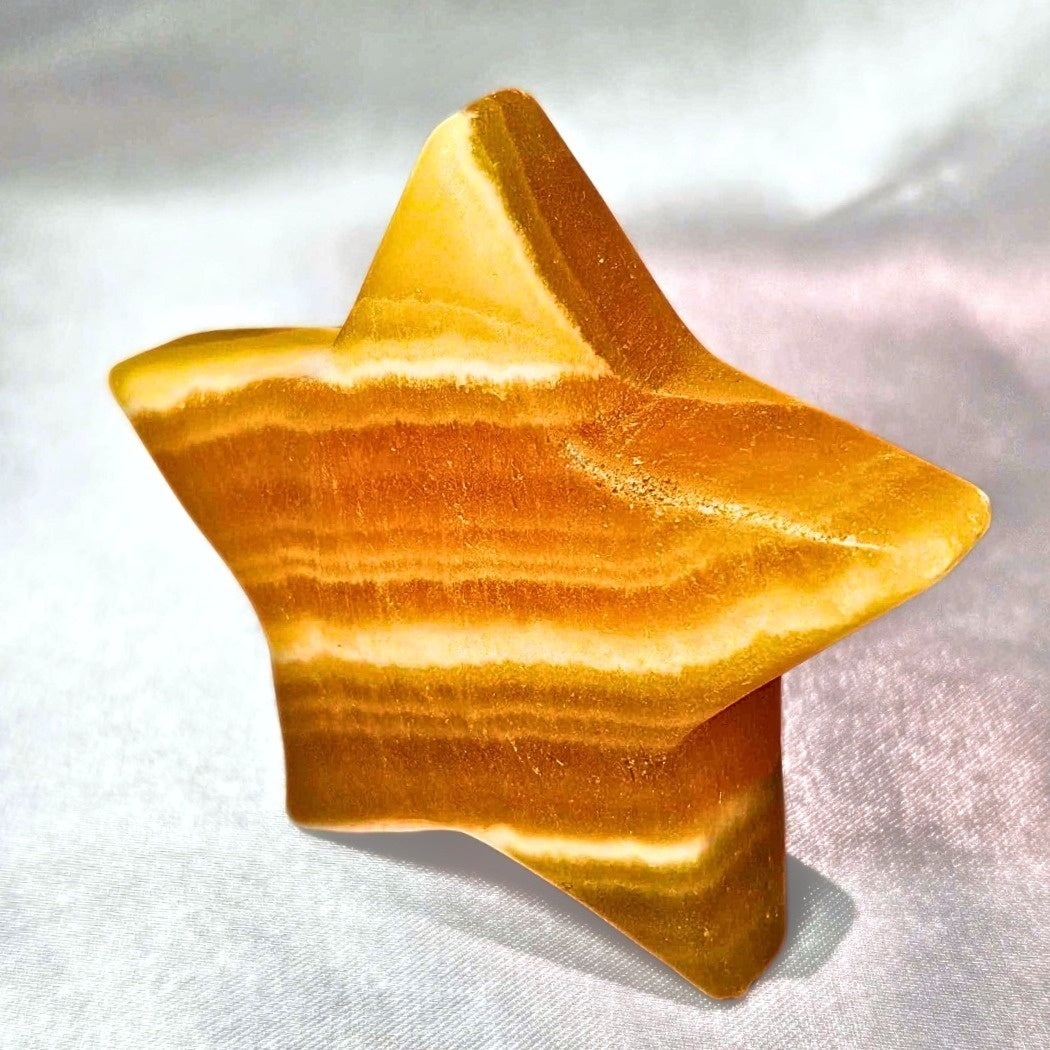 Orange Sherbet Calcite Star Carving