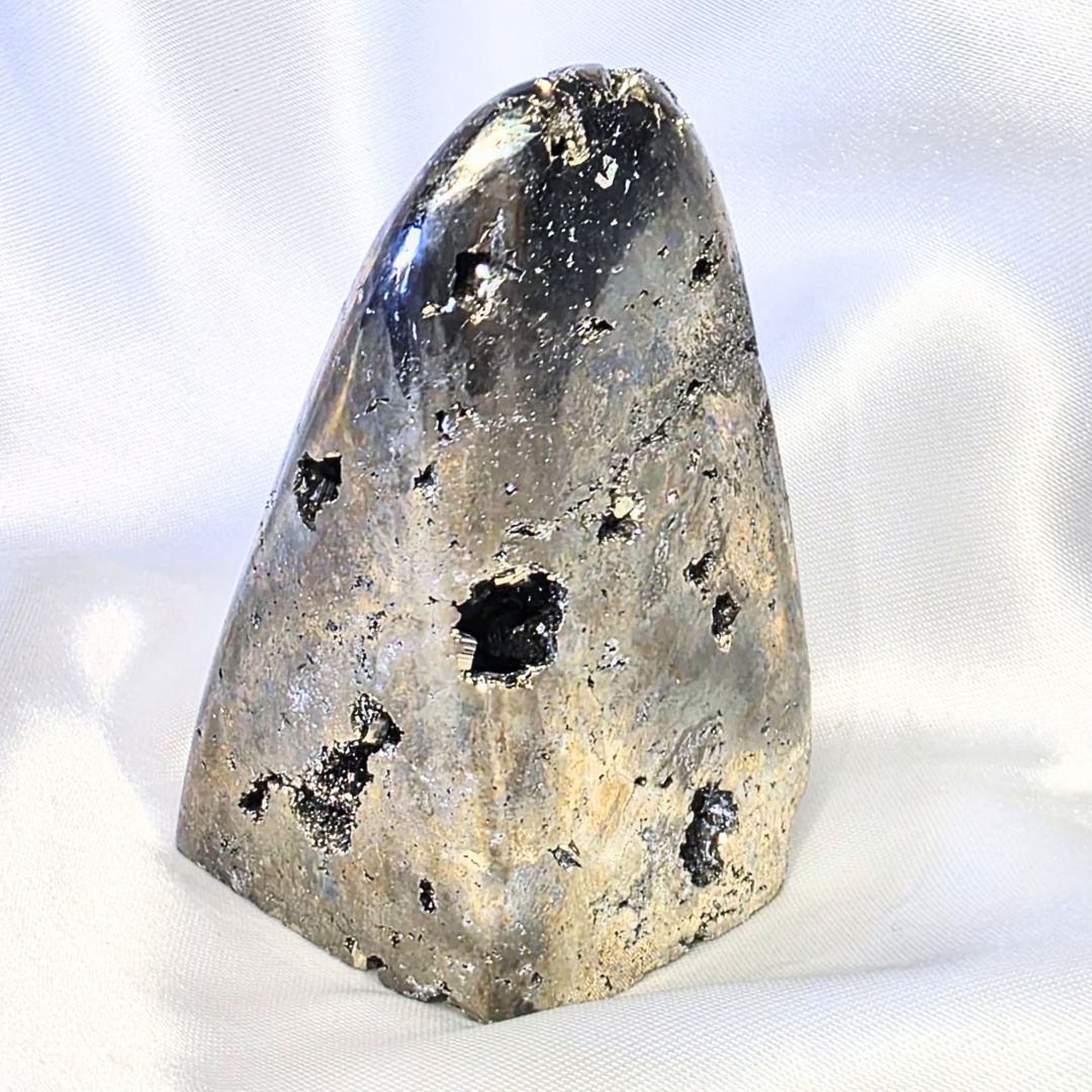 Rare Pyrite Freeform with Inner Cubic Form & High Metallic Luster