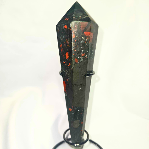 High Quality African Bloodstone Scepter Wand - Includes Stand