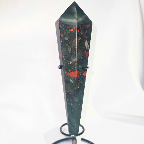 High Quality African Bloodstone Scepter Wand - Includes Stand