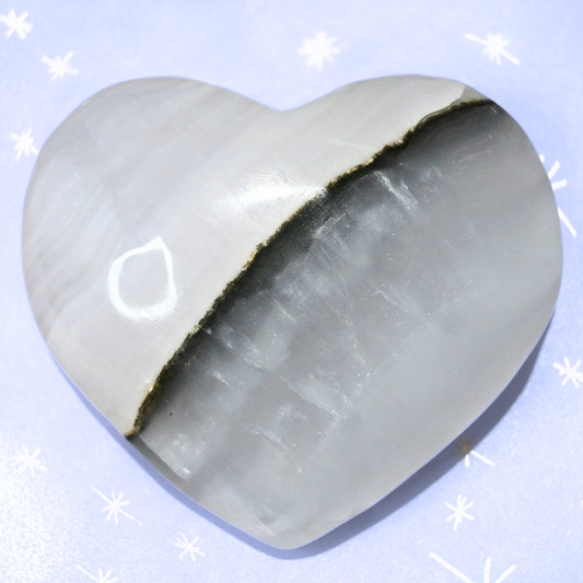 Natural Dual Banded Calcite Heart - stand included