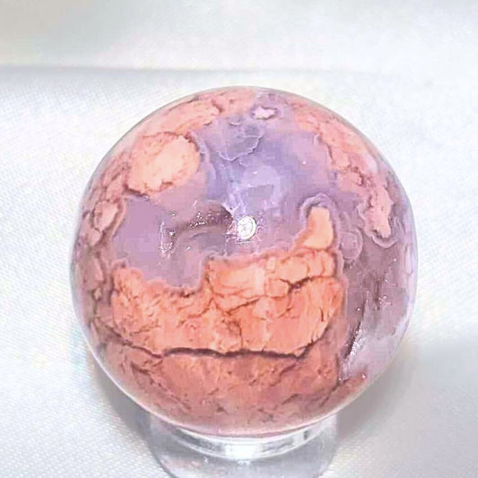 Druzy Pink Petal Agate (Cotton Candy) Sphere - includes holder