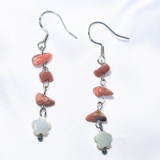 Sterling Silver Rhodochrosite Crystal Earrings