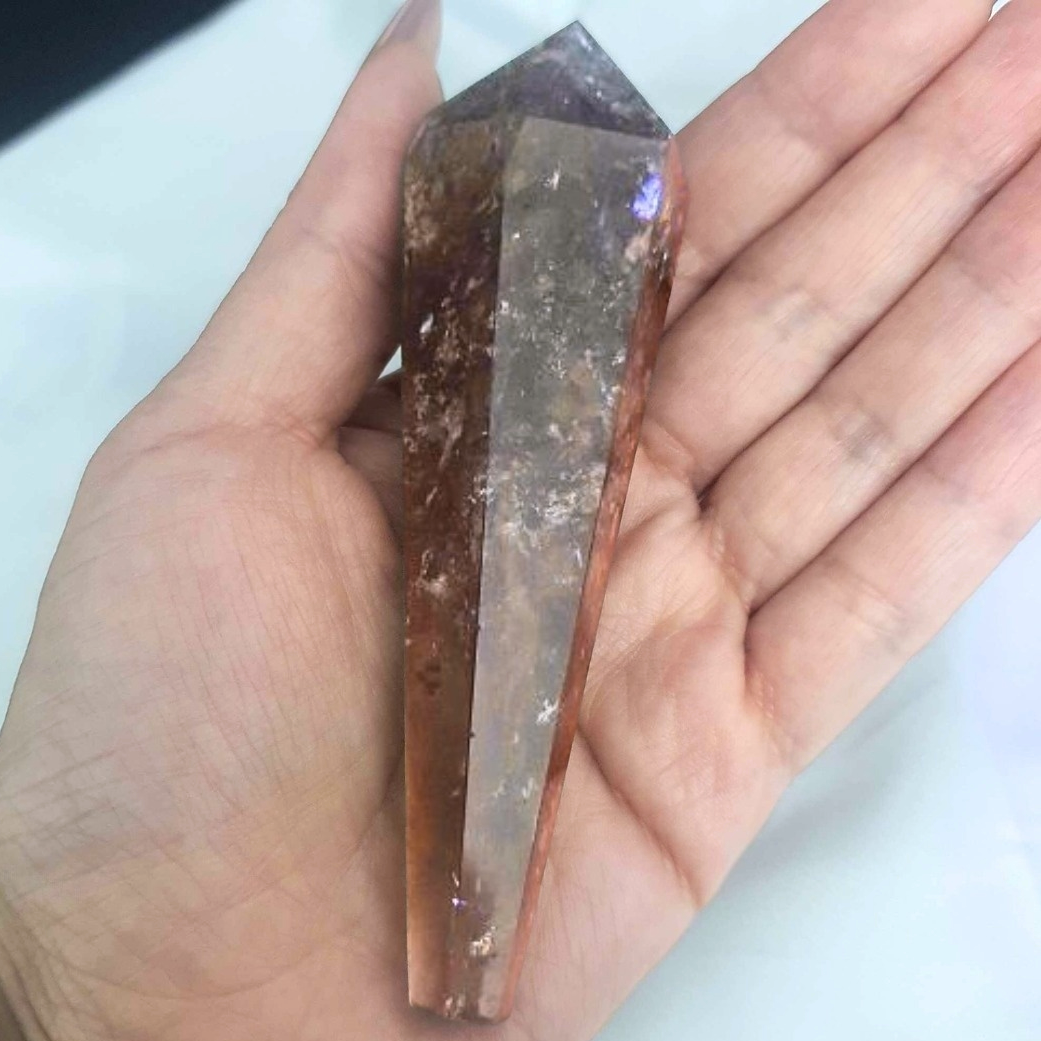 Smoky Quartz Wand with Rainbows - 10.5cm