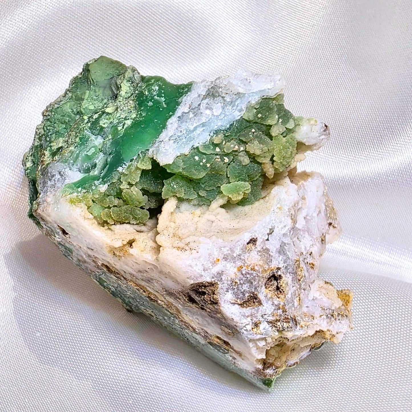Apple Green Chrysoprase in Chalcedony Cluster - Marlborough, QLD