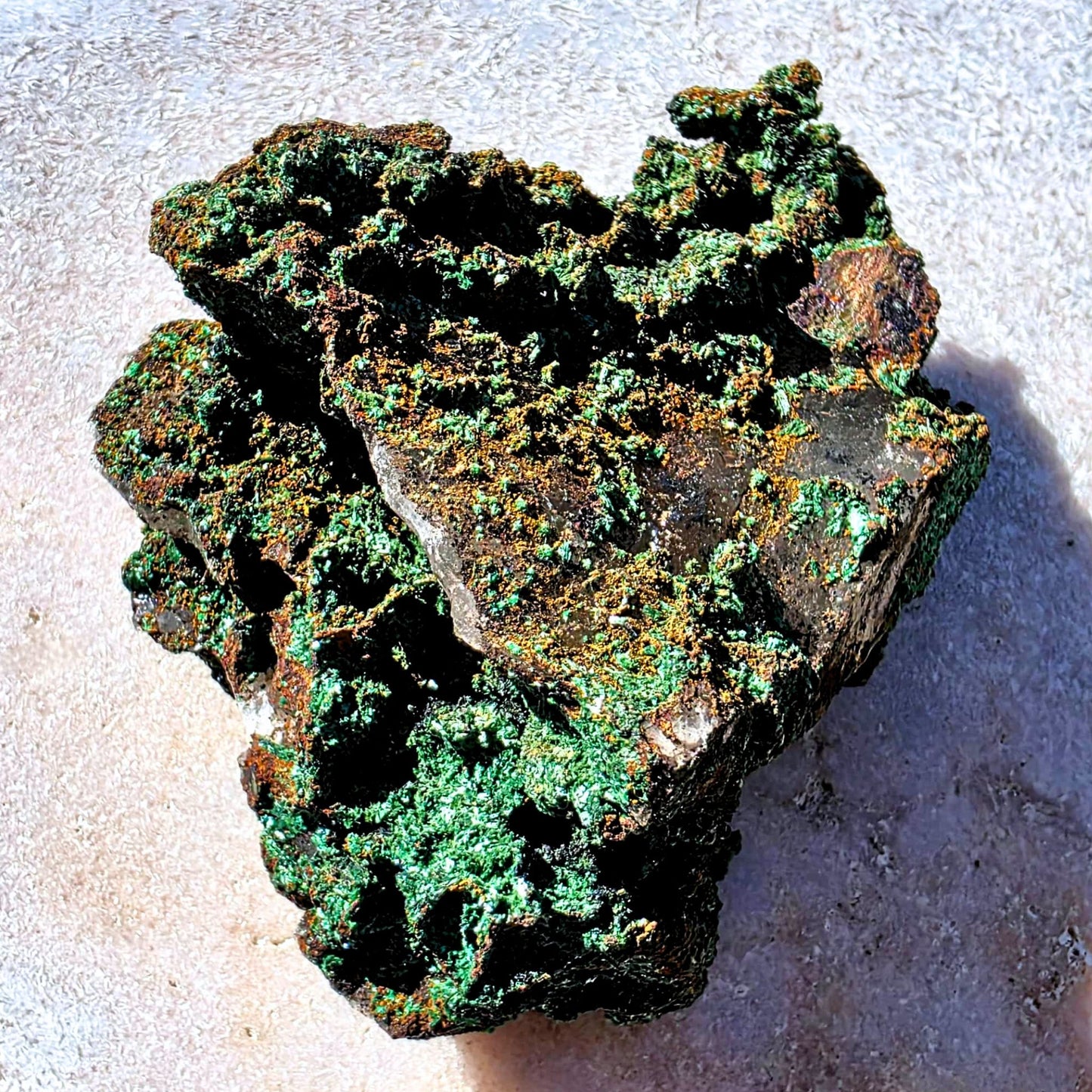 Malachite on Quartz Crystal Cluster - DRC - 70g