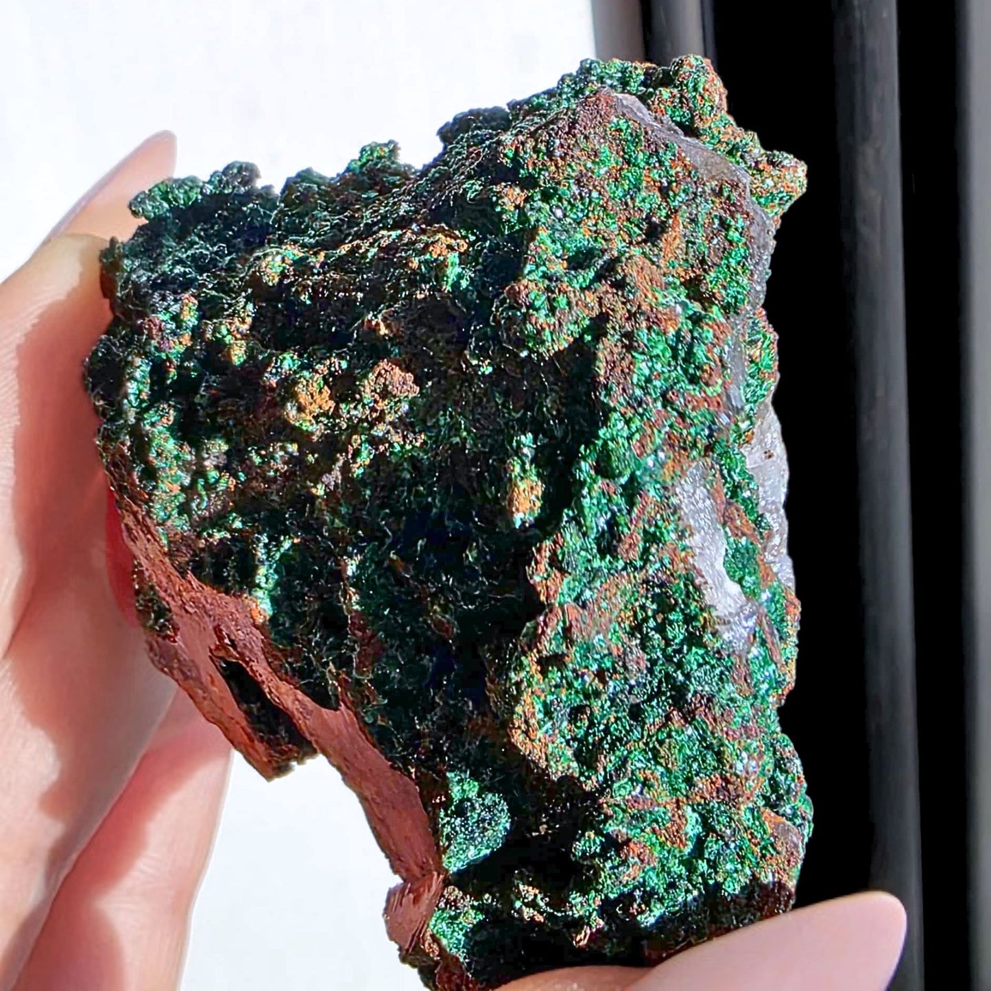 Malachite on Quartz Crystal Cluster - DRC - 70g